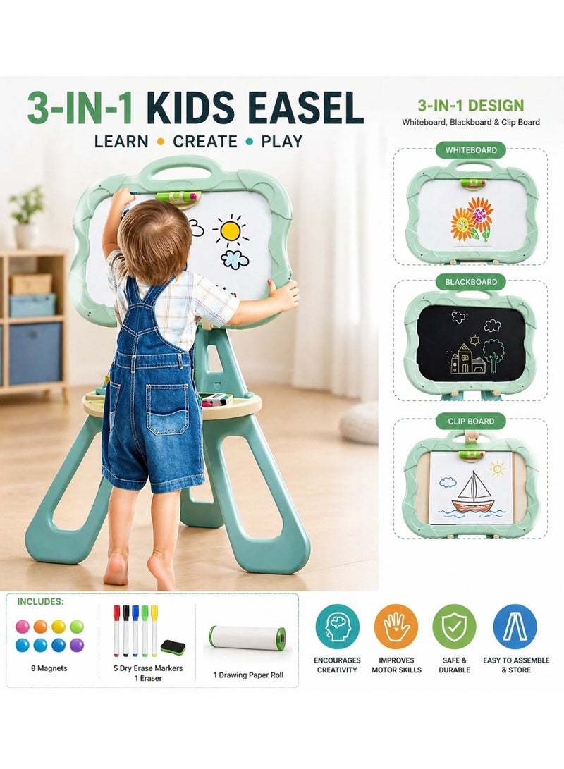 Smart 3-in-1 Kids Easel Board – Magnetic children's whiteboard and children's drawing board - Image 1