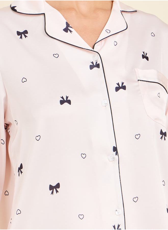 All Over Bow Spot Print Satin Piped Shirt & Pyjama Set - pzsku/Z0851F5CDE0FC55114F2CZ/45/_/1709393046/2f4ff62f-194a-4314-8409-d18a0675b2c6