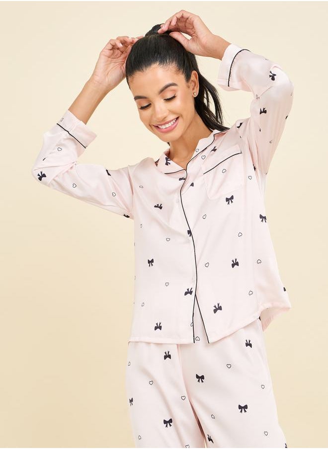 All Over Bow Spot Print Satin Piped Shirt & Pyjama Set - pzsku/Z0851F5CDE0FC55114F2CZ/45/_/1709393046/63a0ba5c-0200-4be3-b85f-449e8d7be0fc