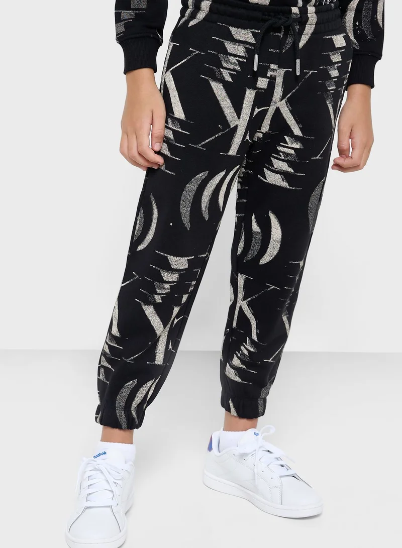 Calvin Klein Jeans Kids Glitched Monogram Sweatpants