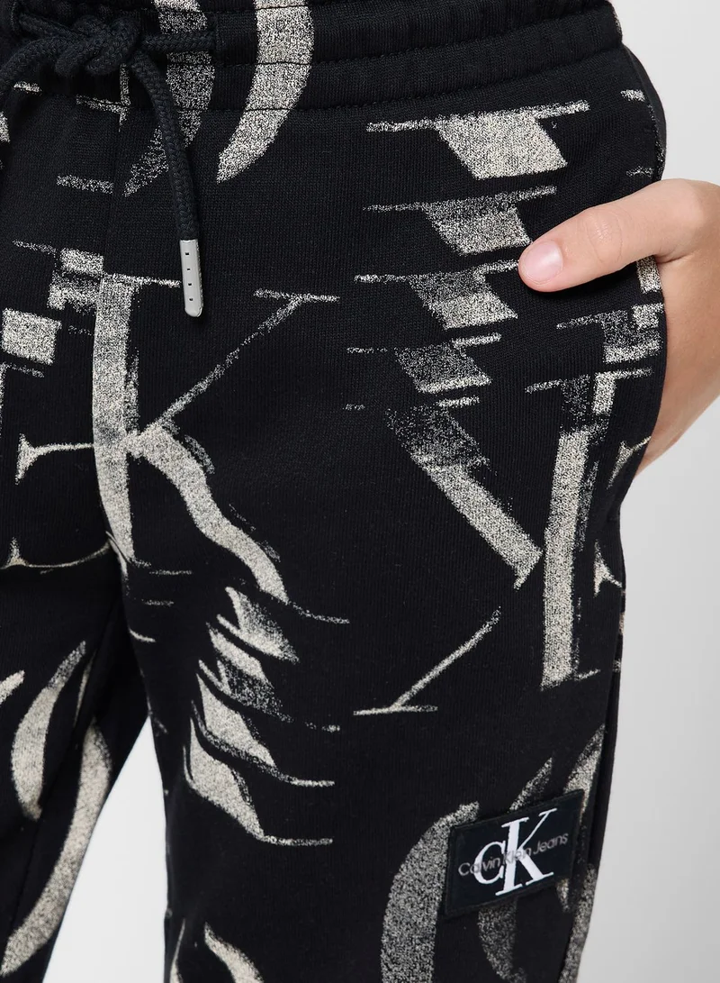 Calvin Klein Jeans Kids Glitched Monogram Sweatpants
