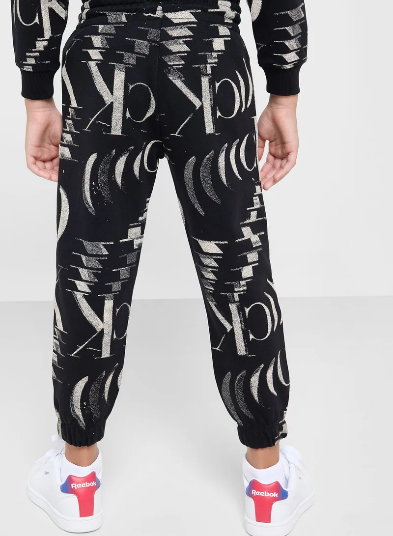 Calvin Klein Jeans Kids Glitched Monogram Sweatpants
