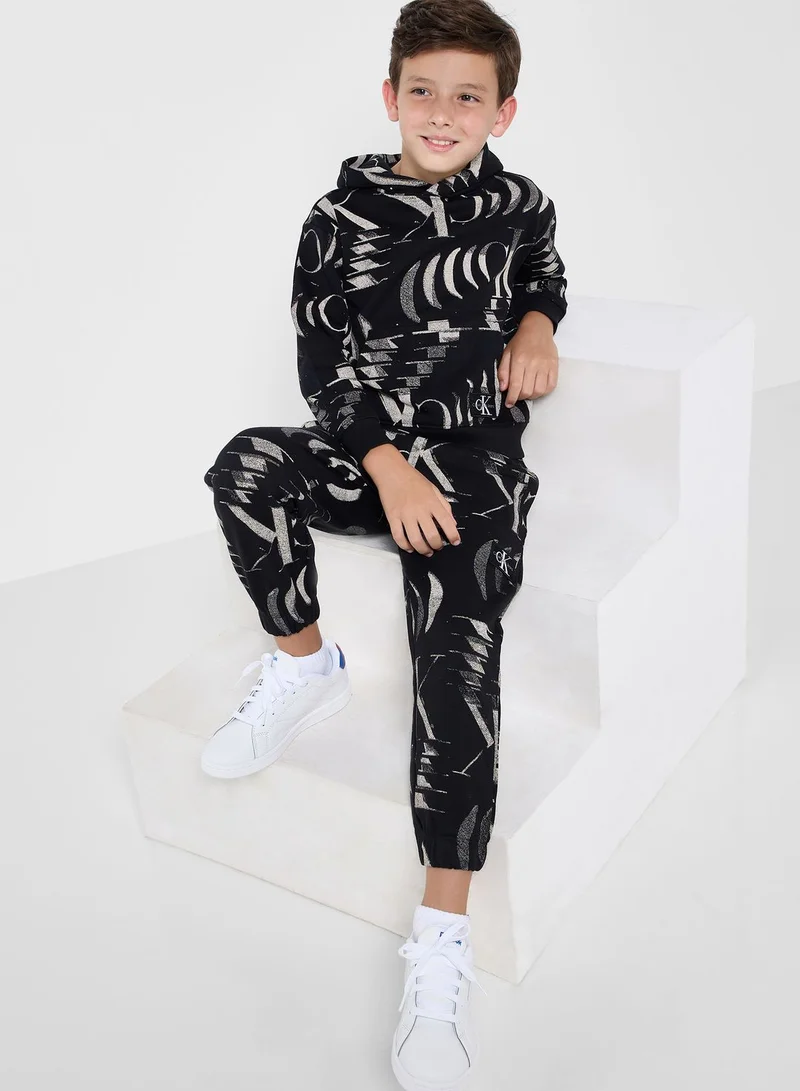 Calvin Klein Jeans Kids Glitched Monogram Sweatpants