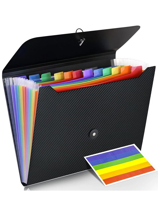 منظم ملفات أكورديون قابل للتوسيع، 13 جيبًا، ملف إيصالات للمستندات بحجم A4، مناسب للفصول الدراسية والمنزل والمكتب - Image 1