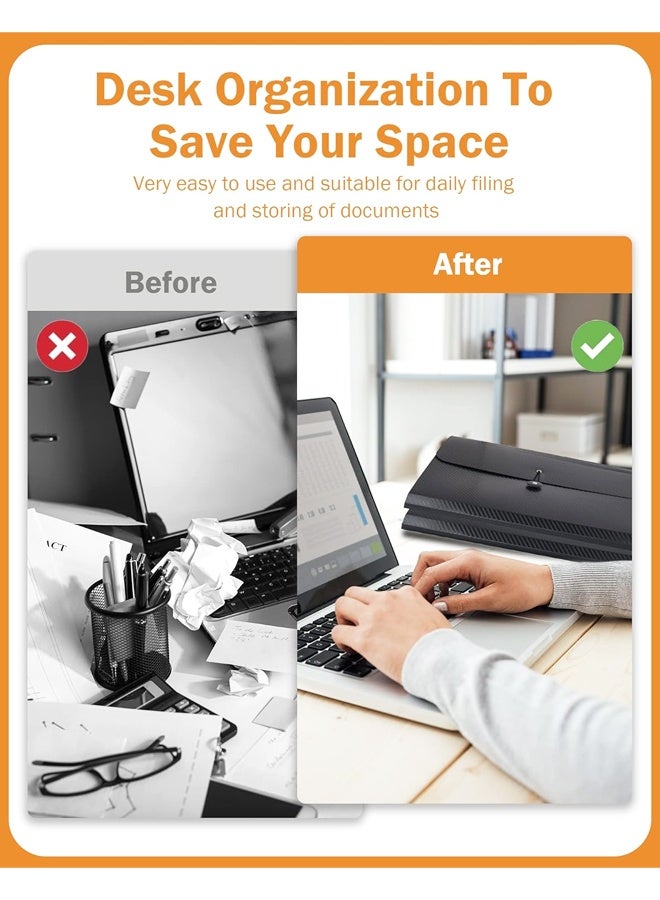 منظم ملفات أكورديون قابل للتوسيع، 13 جيبًا، ملف إيصالات للمستندات بحجم A4، مناسب للفصول الدراسية والمنزل والمكتب - Image 5