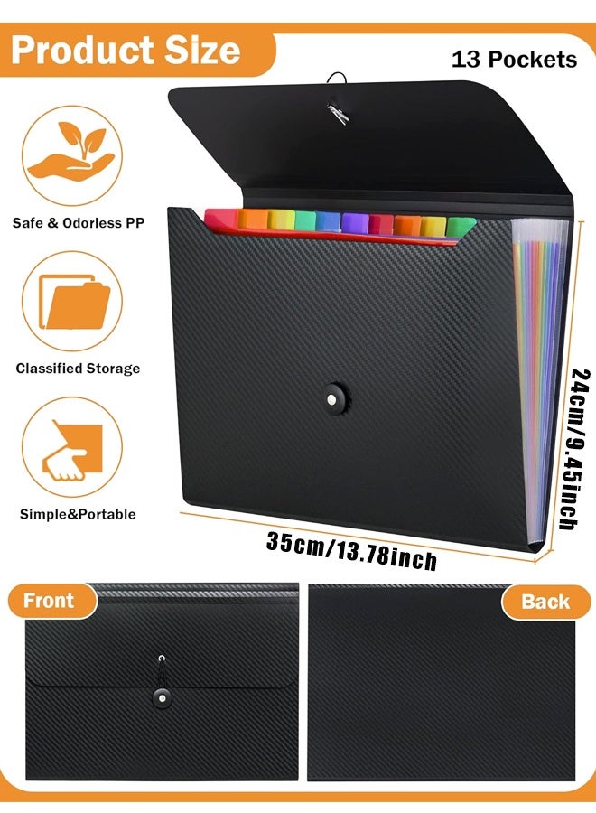 منظم ملفات أكورديون قابل للتوسيع، 13 جيبًا، ملف إيصالات للمستندات بحجم A4، مناسب للفصول الدراسية والمنزل والمكتب - Image 2