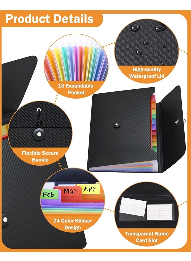 منظم ملفات أكورديون قابل للتوسيع، 13 جيبًا، ملف إيصالات للمستندات بحجم A4، مناسب للفصول الدراسية والمنزل والمكتب - Image 3
