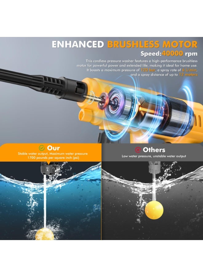 Bolivia's Pressure Washer, High-Pressure Portable Car Washing Pump with Rechargeable Battery & Water Bottle - Power Wash Sprayer Gun for Car, Home, Garden Cleaning - Image 3