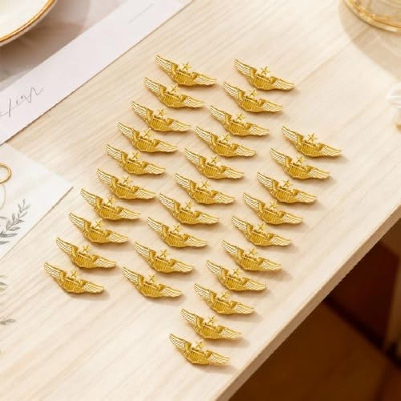 Gold Air Force Pilot Wings 5.8*2.2cm Stunning Golden Wing Design Pilot Wings Insignia - Durable Alloy Construction Aviator Lapel Pins for Aviation Enthusiasts Military Collectors And Uniform Decoratio - Image 5