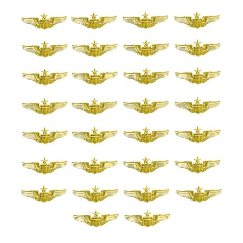 Gold Air Force Pilot Wings 5.8*2.2cm Stunning Golden Wing Design Pilot Wings Insignia - Durable Alloy Construction Aviator Lapel Pins for Aviation Enthusiasts Military Collectors And Uniform Decoratio - Image 1