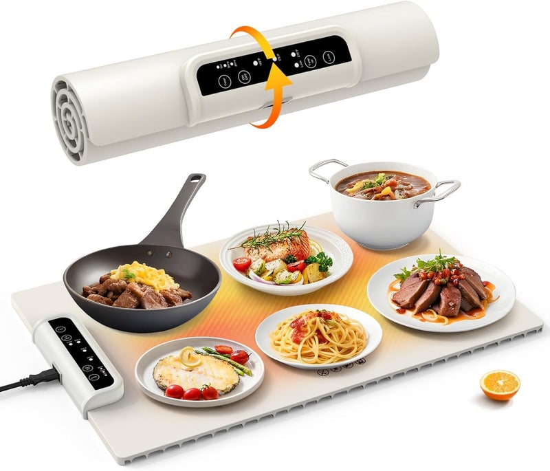 VPGS Electric Warming Tray with Adjustable Temperature Upgrade Portable Warming Mat for Food Foldable Food Warmer for Parties Features 3 Modes Fast Heating Hot Plate for Buffet Family Gatherings - Image 1