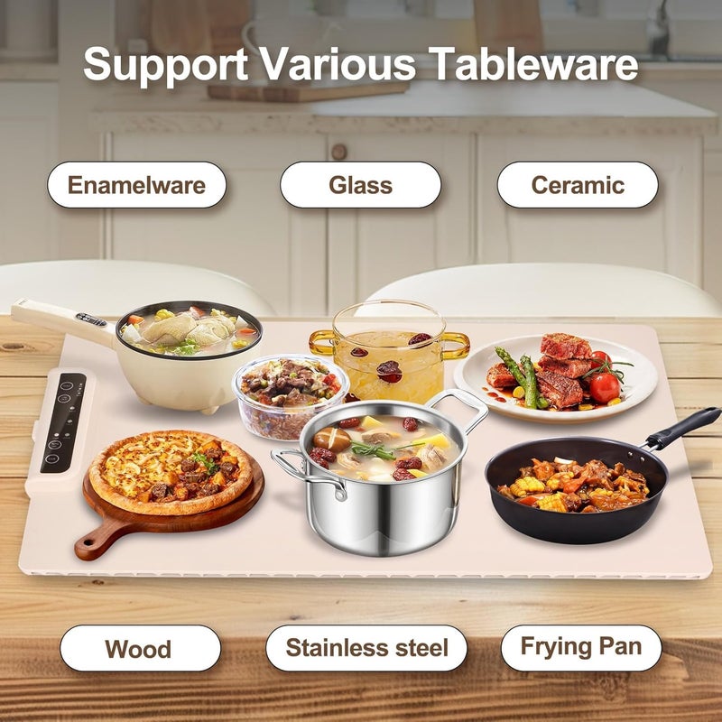 VPGS Electric Warming Tray with Adjustable Temperature Upgrade Portable Warming Mat for Food Foldable Food Warmer for Parties Features 3 Modes Fast Heating Hot Plate for Buffet Family Gatherings - Image 4