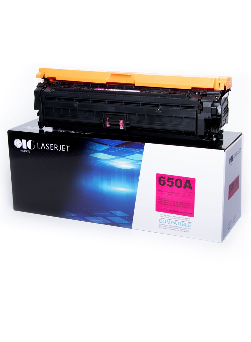GIG IG Compatible Magenta Toner Cartridge – 650A / CE273A – For HP Color LaserJet Enterprise CP5520 / CP5525 – Up to 15,000 Pages - Image 1