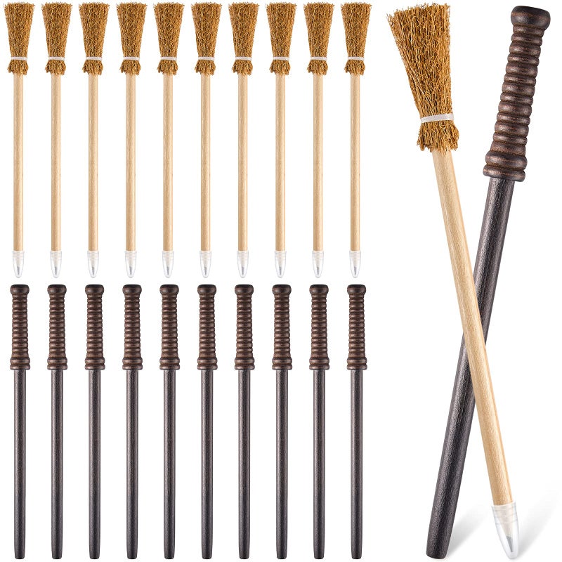 Chinco 20 Pcs Wand Pencils Party Favors Witch Broom Pencils Bulk Set, Halloween Wand Theme Birthday Goody Bag Filler Favors for Kids Teen Tween Boys Girls School Rewards - Image 1