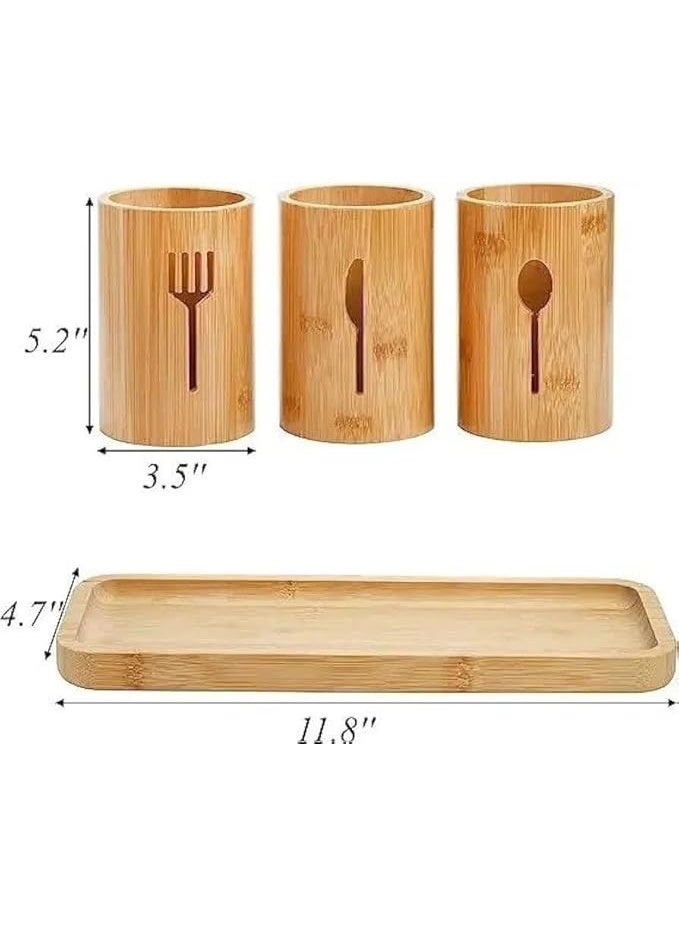 Wooden 3-Section Cutlery Holder – Modern Design, Multi-Purpose, and High-Quality Material (C) - Image 5