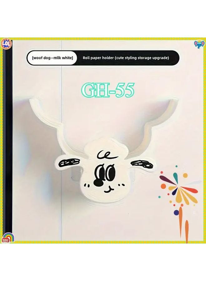 White Modern Cow Design Bathroom Tissue Holder Easy Install Wall Mounted Organizer - Image 1