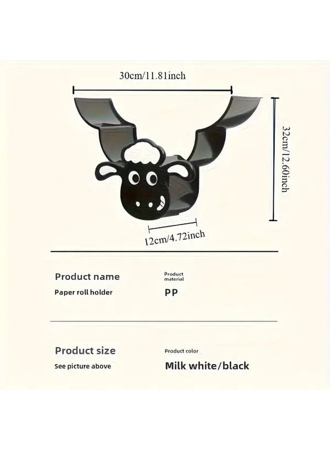 White Modern Cow Design Bathroom Tissue Holder Easy Install Wall Mounted Organizer - Image 4