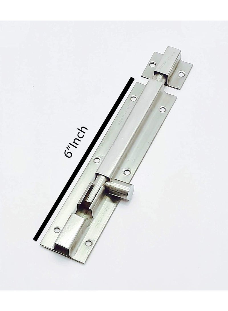 Emerald 2 Pack 6 Inch TOWER BOLT CP Lock, Heavy Duty Slide Latch Lock, Security Sliding Latch Lock, Door Latch Lock Slide Bolt, Silver - Image 3