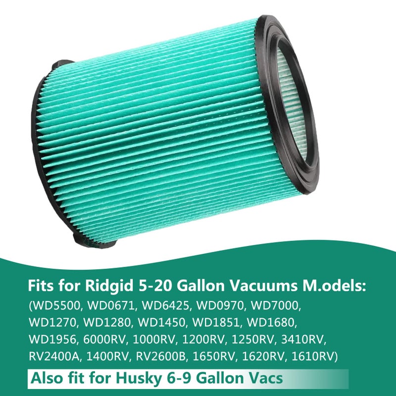 ANBOO 2 Pack VF6000 5-Layer Replacement Filter for Ridgid 5-20 Gallon Wet Dry Vacuums WD5500 WD0671 WD6425 WD7000 WD1280 WD1851 WD1680 WD1956 RV2400A 1400RV RV2600B - Image 3