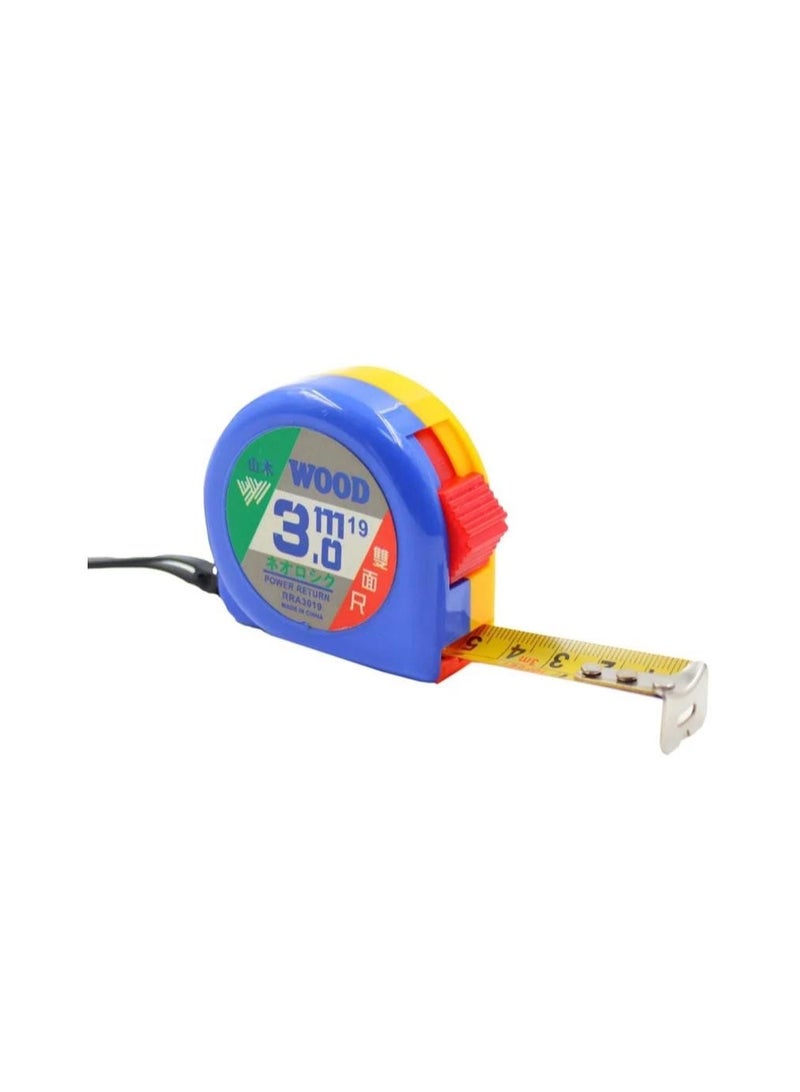wood 3m Measuring Tape - Auto Lock, Power Return, Durable & Portable, Easy to Use - Image 2