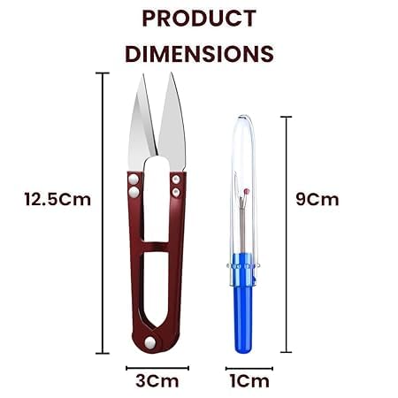 SANWALSA [Pack of 4-2 Thread Scissor & 2 Seam Ripper, Multicolor] Sewing Tool Kit | U-Shaped Yarn & Thread Cutter Scissors & Seam Ripper for Sewing - Image 2