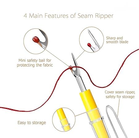 SANWALSA [Pack of 4-2 Thread Scissor & 2 Seam Ripper, Multicolor] Sewing Tool Kit | U-Shaped Yarn & Thread Cutter Scissors & Seam Ripper for Sewing - Image 4