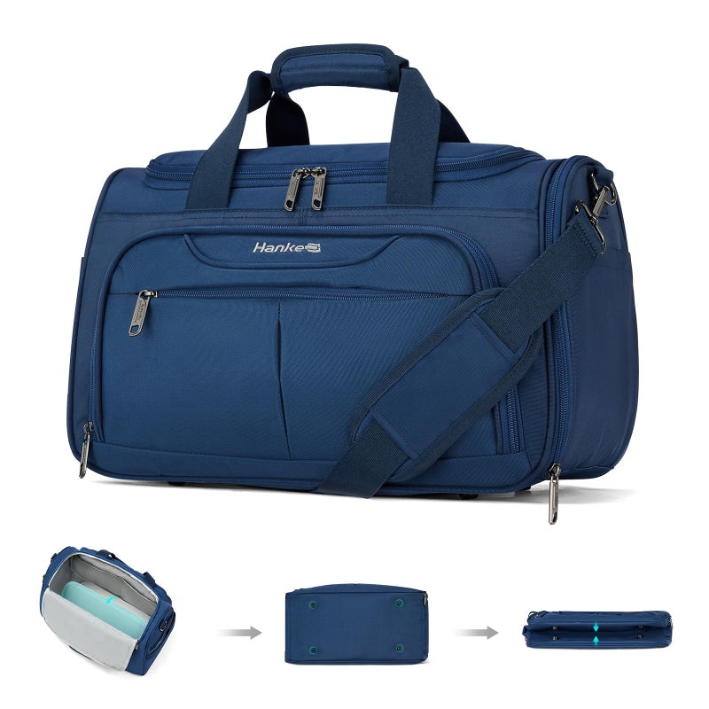 Hanke Underseat Carry On luggage Bags for Travel, Foldable Travel Bags for Women, Soft Lightweight Personal Item Travel Bag Small Carry On Bags for Airplanes, Travel Tote Bags for Women Men.ï¼ˆBlueï¼‰ - Image 1