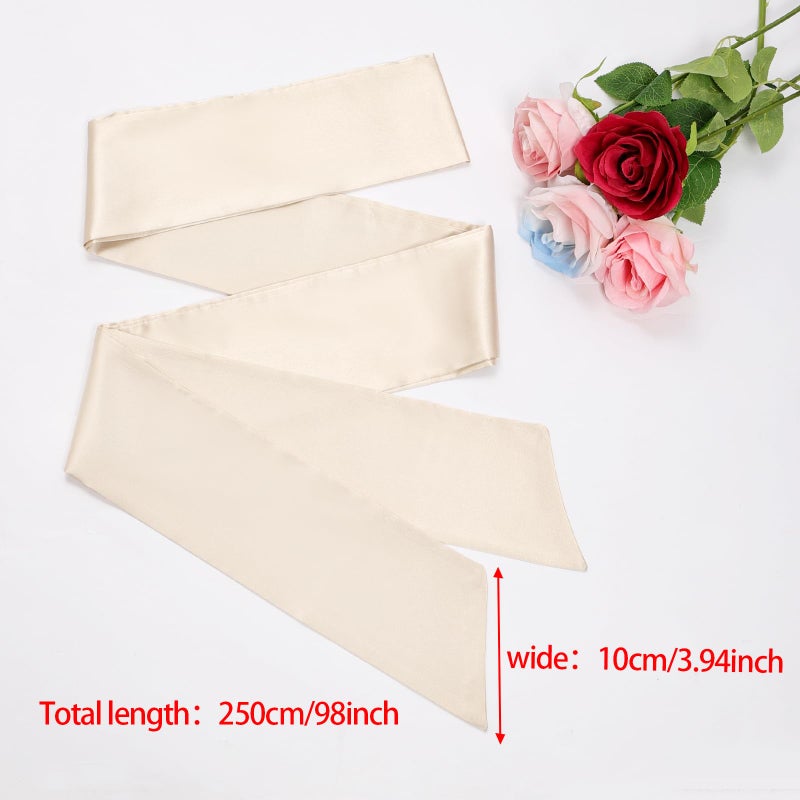 obmwang Wedding Satin Sash Belt for Special Occasion Dress Bridal Sash 4'' Wide Double Side, Champagne - Image 2