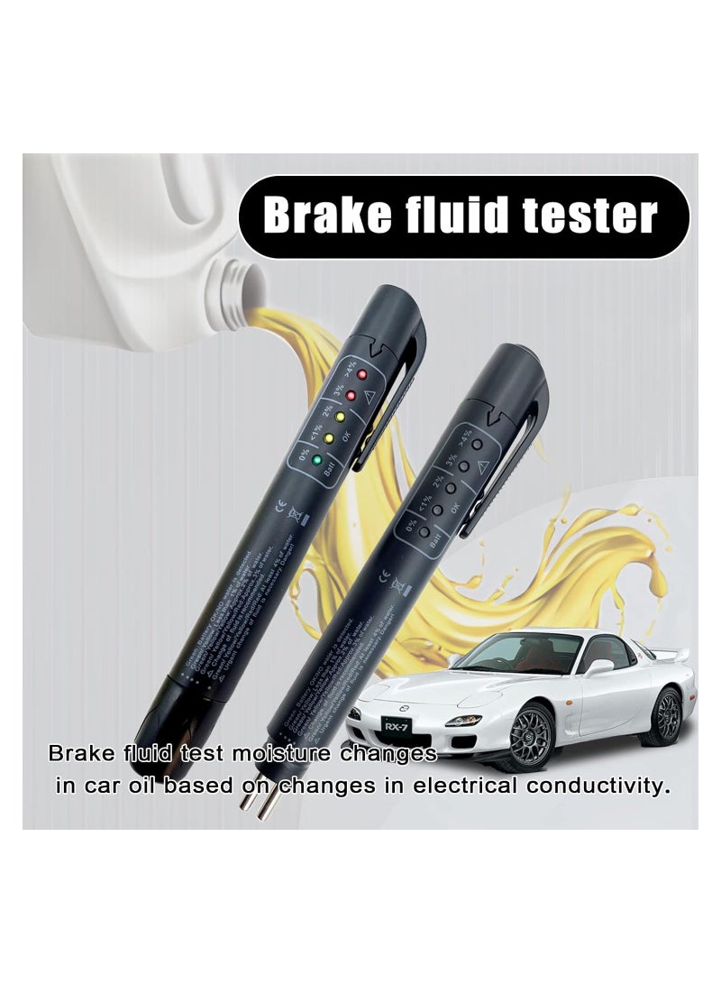 RATSAW 2PCS Brake Fluid Liquid Tester Pen Hydraulic Fluid Liquid Oil Moisture Analyzer Car Diagnostic Testing Tool Brake Fluid Liquid Tester Pen with 5 LED Indicators - Image 2