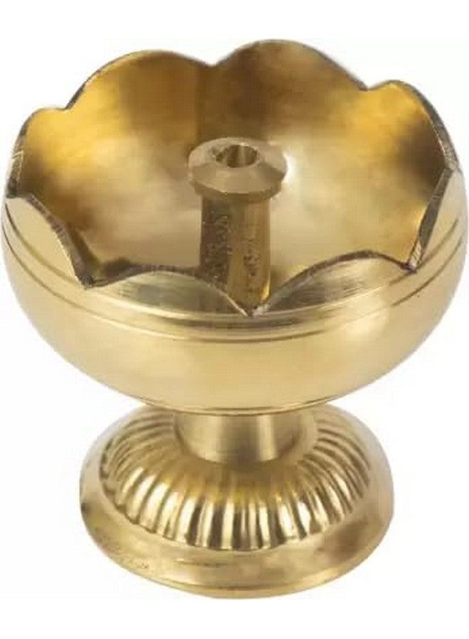 Rolimoli Diya Puja Lamp Hindu Pooja Article Diyas,Deepak Oil Lamp Pure Brass Flower Design (Height 5 cm | Pack 04) - Image 2