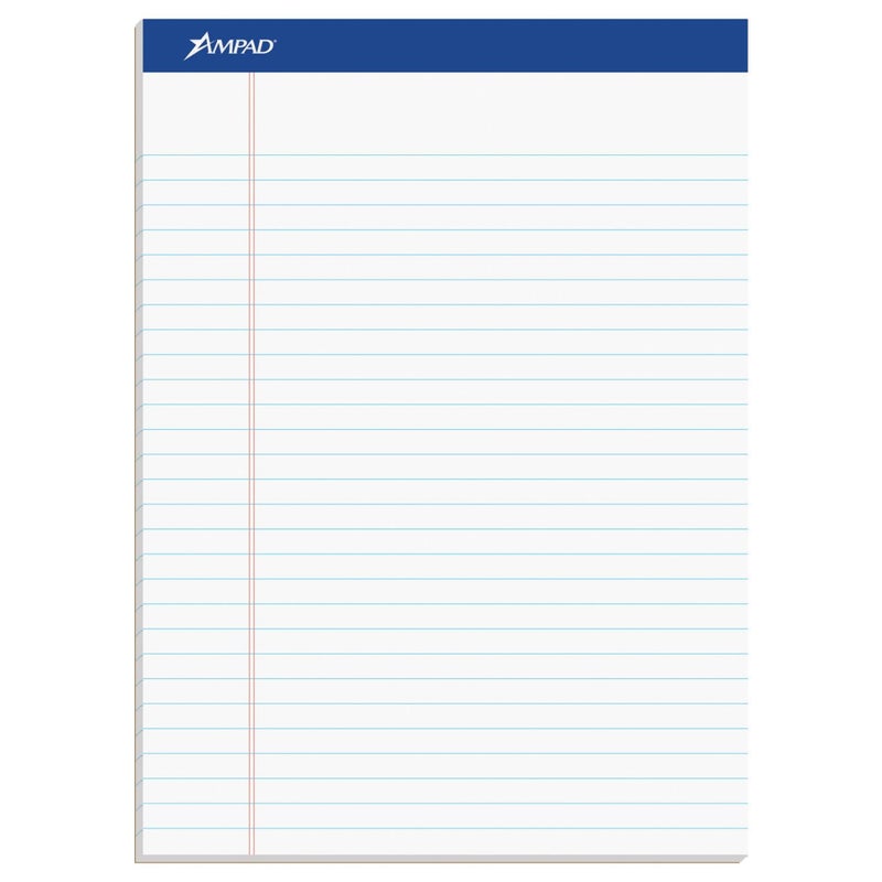 Ampad TOP20170 20-170 Evidence Recycled Perforated 8-1/2x11-3/4 Wide Rule Pads, Margin, White, 50 Shts, 12 Per Pack - Image 1