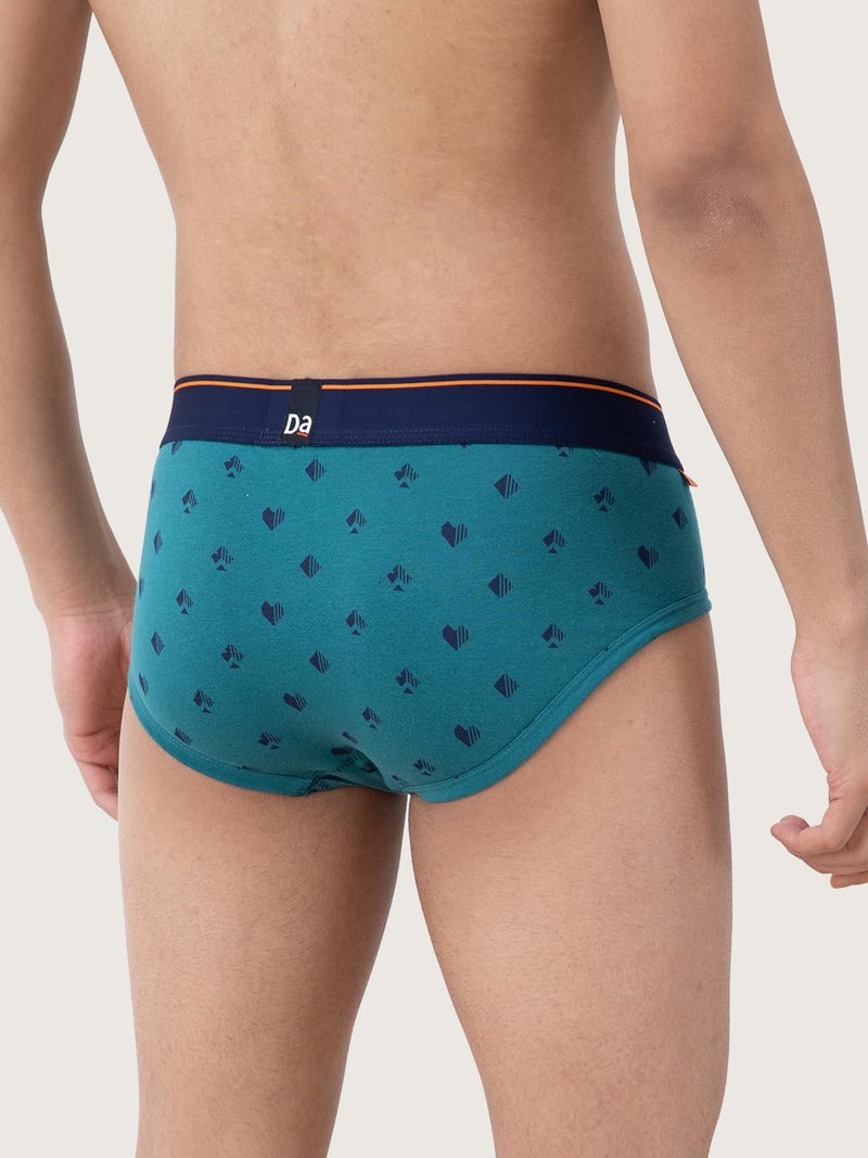 DAMENSCH Deo-Cotton Men's Anti-Bacterial Moisture-Free Cotton Printed Briefs-Check & Mate Teal-Pack of 1-Medium - Image 5