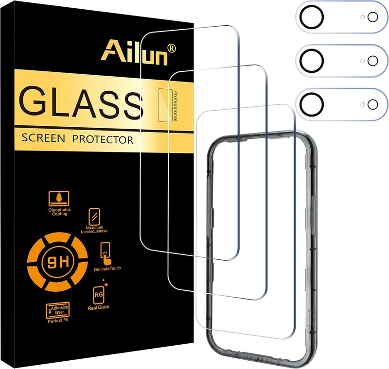 Ailun 3 Pack Screen Protector for iPhone Air [6.5 inch] + 3 Pack Camera Lens Protector with Installation Frame,Dynamic Island Compatible,Case Friendly [Not for iPhone 17/17 Pro/17 Pro Max] - Image 1