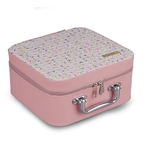 SHAMAX® Cosmetic Organiser Make Up Kit Essential Trousseau Box Vanity Beauty Case Organizer Wedding Makeup Bridals, Vanity Case (Peach-Multi), Dual Zipper & Hd Mirror (Set of 2) Gift for Women - Image 5