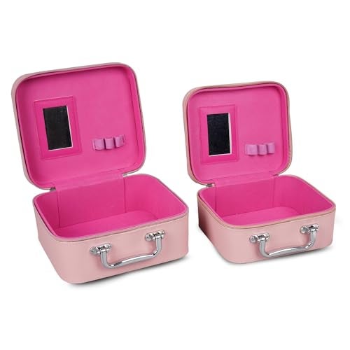 SHAMAX® Cosmetic Organiser Make Up Kit Essential Trousseau Box Vanity Beauty Case Organizer Wedding Makeup Bridals, Vanity Case (Peach-Multi), Dual Zipper & Hd Mirror (Set of 2) Gift for Women - Image 4