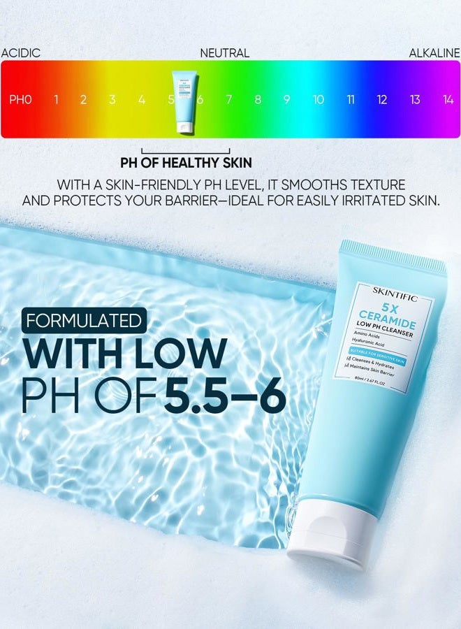 SKINTIFIC 5X Ceramide Low pH Facial Cleanser, Gentle Hydrating Face Wash with Hyaluronic Acid, Daily Face Wash for Dry to Normal Skin, Sensitive Skin Tested, Not Tight, Fragrance Free - Image 4