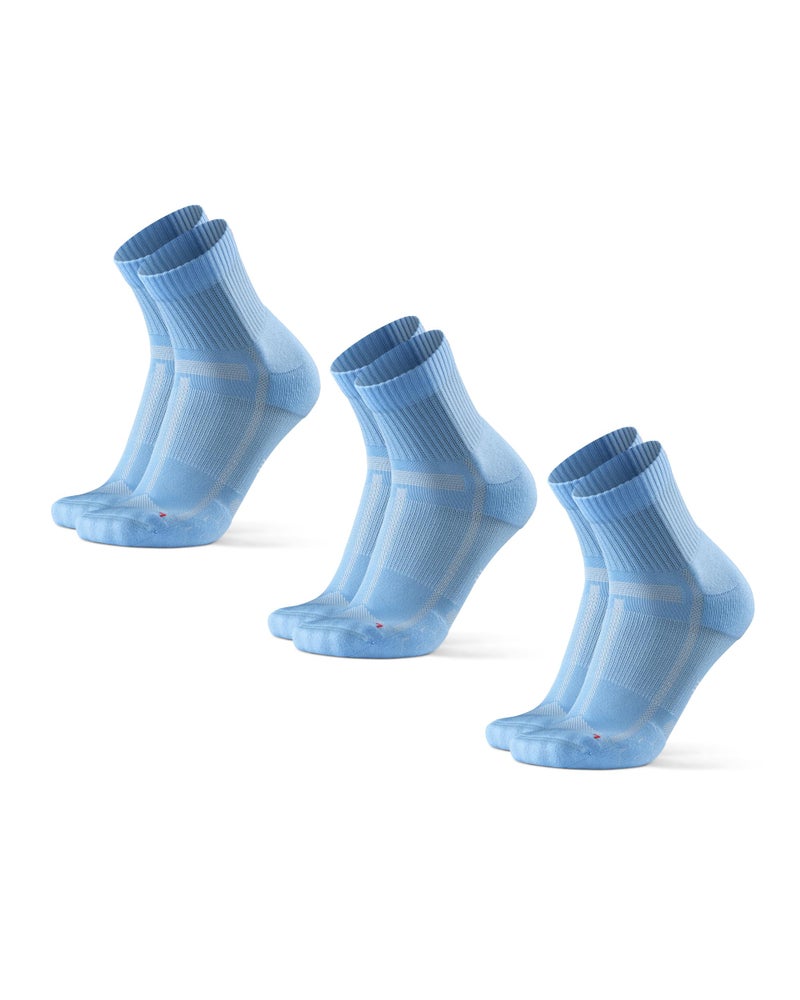 DANISH ENDURANCE 3 Pack Running Socks for Long Distances, Quarter, Men & Women, Light Blue, US Women 11-13 // US Men 9.5-12.5 - Image 1