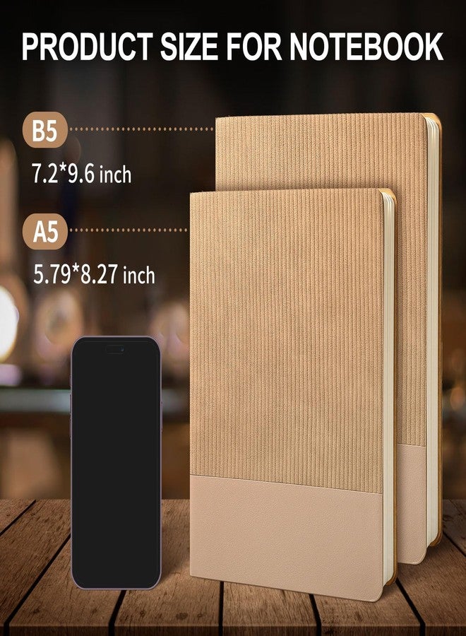 TSFPapier Lined Ruled Journal Notebook B5 80 Sheets / 160 Pages 100 GSM Thick Paper Hardcover Leather Journal Notebook for Women Men Work Office School Writing,7.2"x9.6" Khaki - Image 2