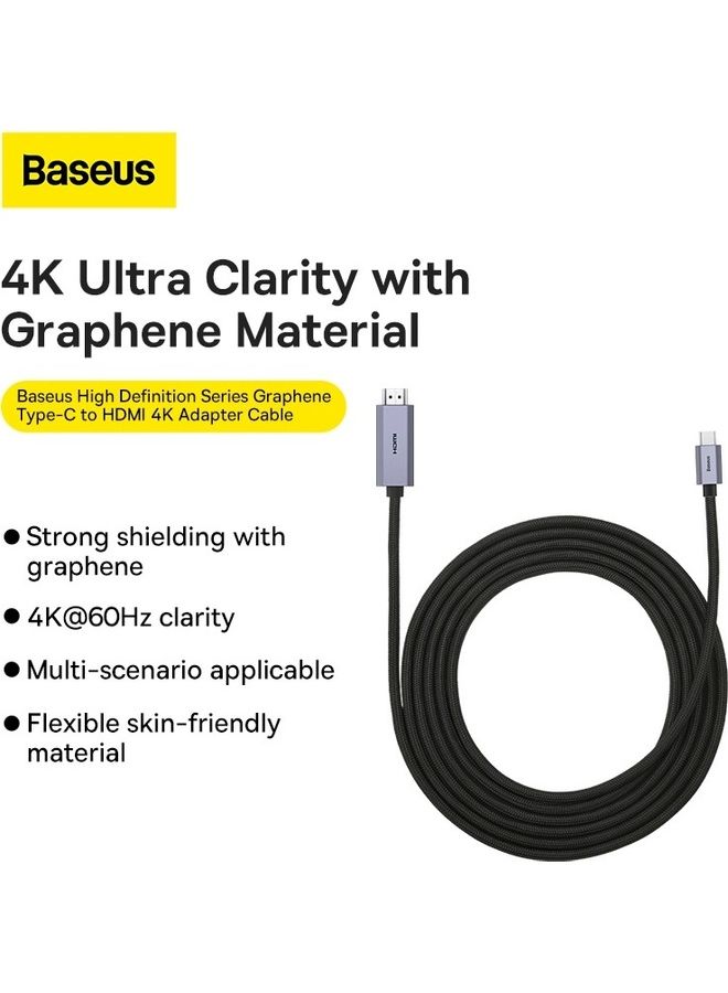 بيسوس كابل USB C إلى HDMI 4K، كابل Type C إلى HDMI Thunderbolt 3 متوافق مع MacBook Pro 2019/2018، iPad Pro 2020، MacBook Pro/Air، Samsung S20 S10 S9 Note 10، Huawei P30 P20 Dell XPS - Image 2