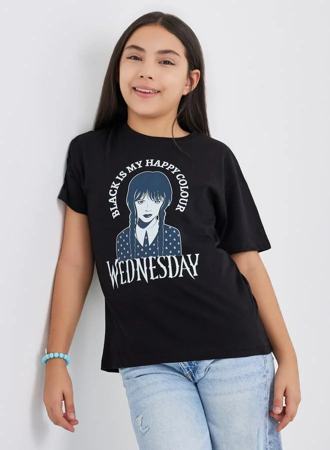 ستايلي Styli Graphic Print Short Sleeve T-Shirt