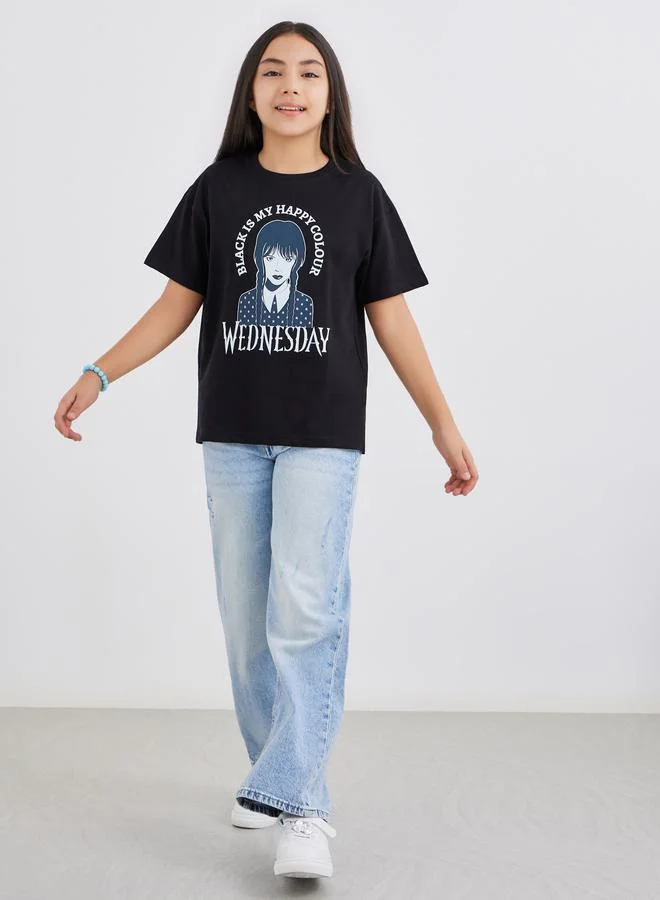 ستايلي Styli Graphic Print Short Sleeve T-Shirt