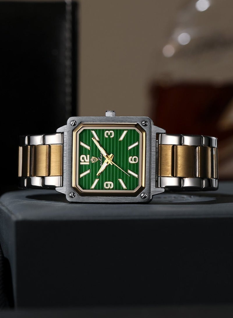 GOHUOS Men's Watch, Top Brand Luxury Stainless Steel Band Quartz Chronograph Waterproof Luminuos Square Wrist Watch- 35mm - Father or Boyfriend Gift - Image 5