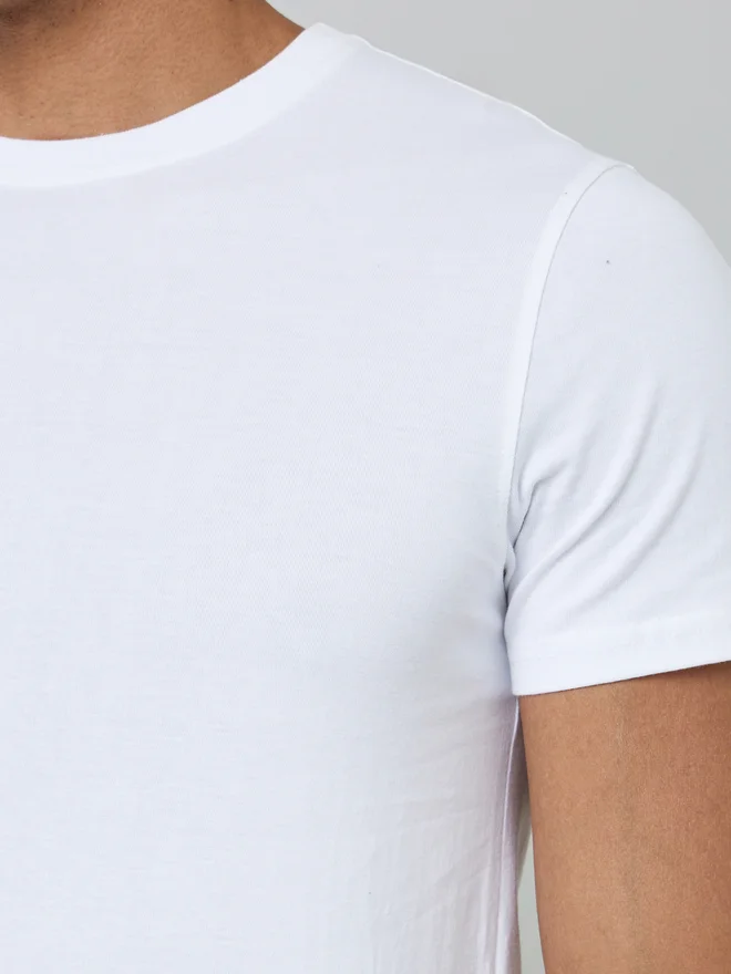 Styli white Styli Men Solid Cotton T-Shirt and Checked Pyjama Set for Men | Best Price UAE