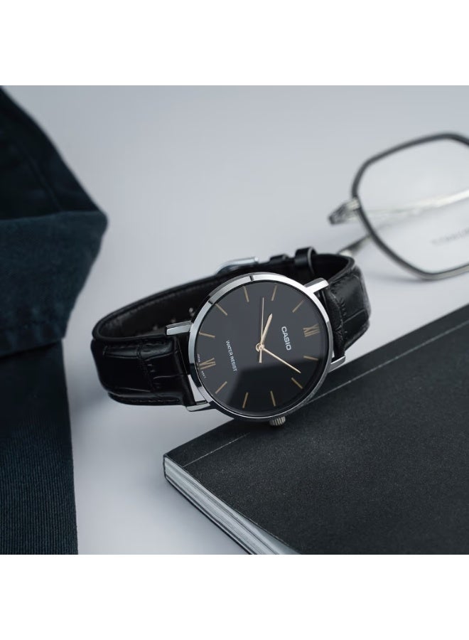 Casio LTP-VT01L-1B Women’s Leather Strap Analog Watch – Black Dial with Silver Case - Image 5