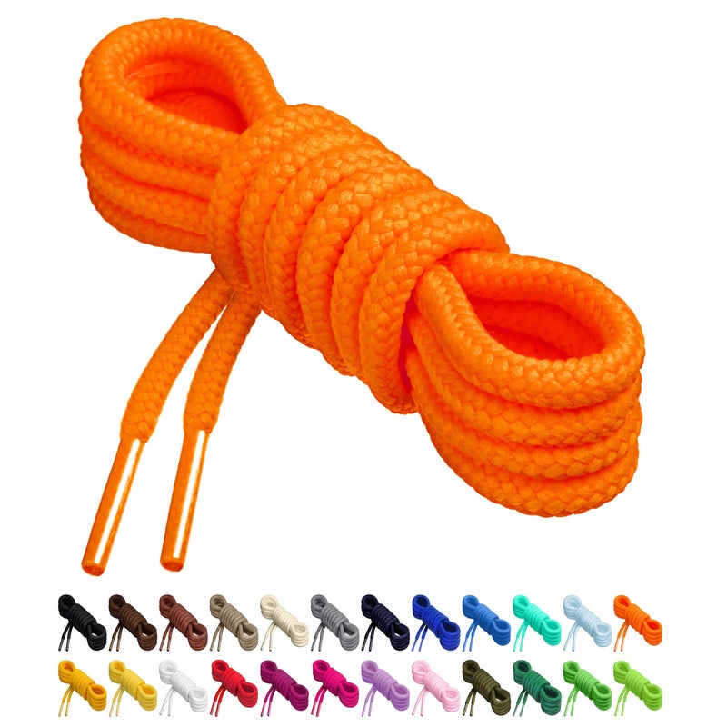 Birch Round Shoelaces 27 Colors 3/16" Thick Shoe Laces 4 Different Lengths (37" (94cm) - M, Neon Orange) - Image 3