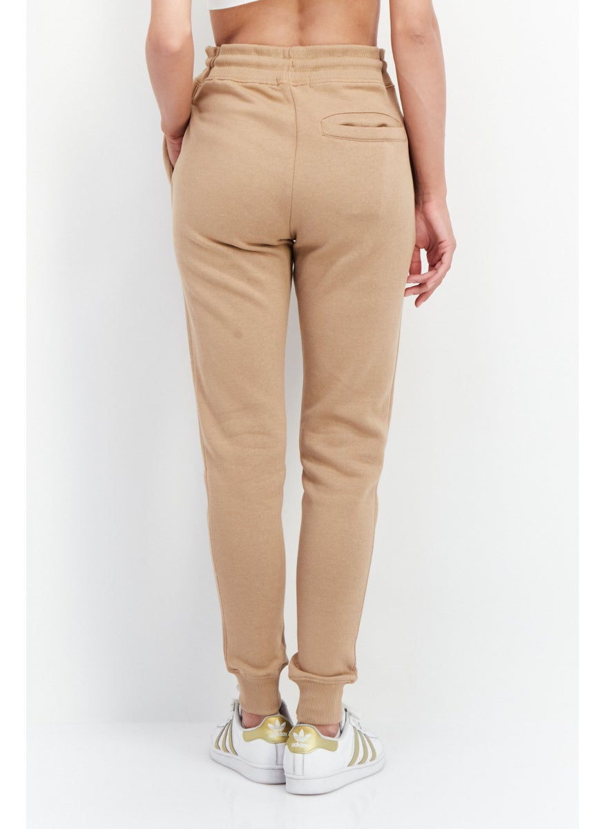 French Connection - Women Regular Fit Drawstring Printed Jogger Pants, Tan - Image 1