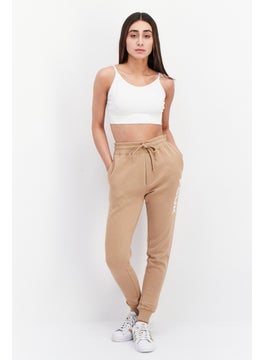 French Connection Women Regular Fit Drawstring Printed Jogger Pants, Tan  - Image 4
