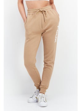 French Connection Women Regular Fit Drawstring Printed Jogger Pants, Tan  - Image 1