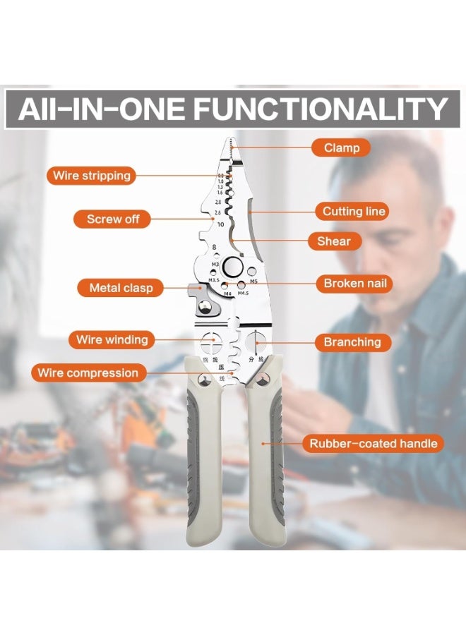 Relex Multifunctional Wire Stripper Crimper Cable Cutter Plier Professional Electrical Wire Stripping Tool, Self Adjusting Wire Stripper and Cutter for Electrical Cable Cutting, Crimping Tool - Image 2