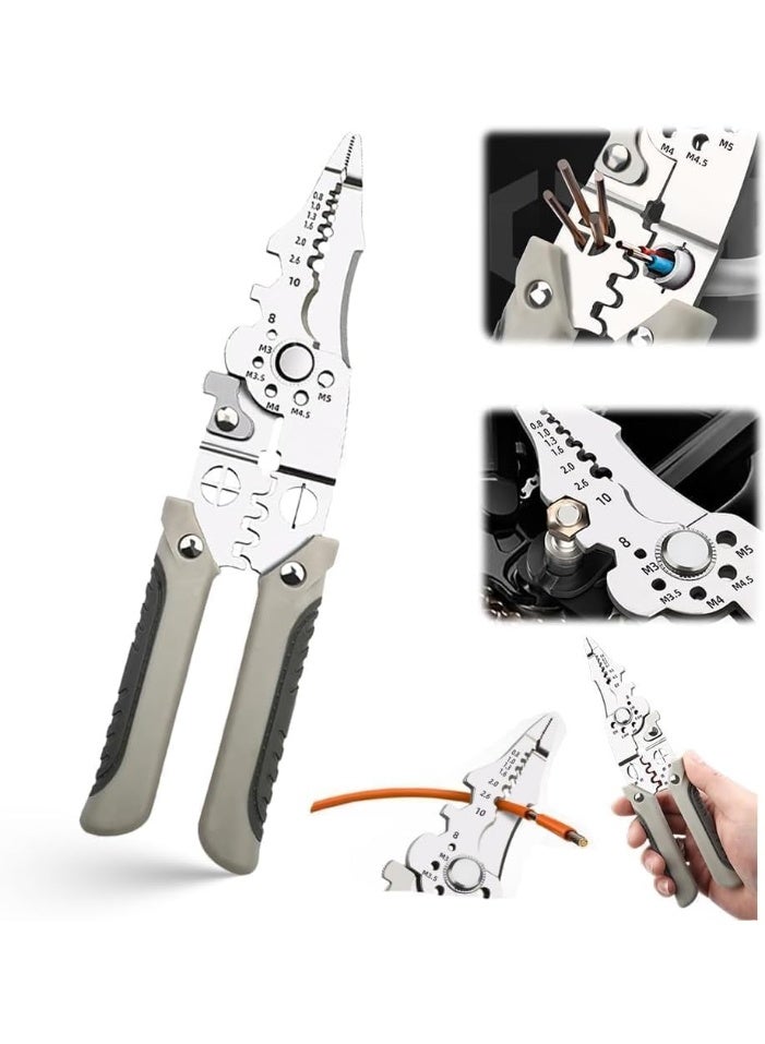 Relex Multifunctional Wire Stripper Crimper Cable Cutter Plier Professional Electrical Wire Stripping Tool, Self Adjusting Wire Stripper and Cutter for Electrical Cable Cutting, Crimping Tool - Image 1